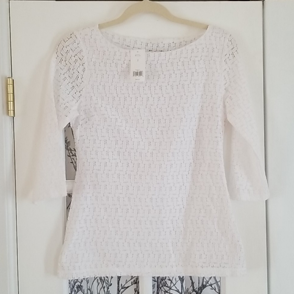 NWT Banana Republic White “Lace” Top SZ 2  Lined